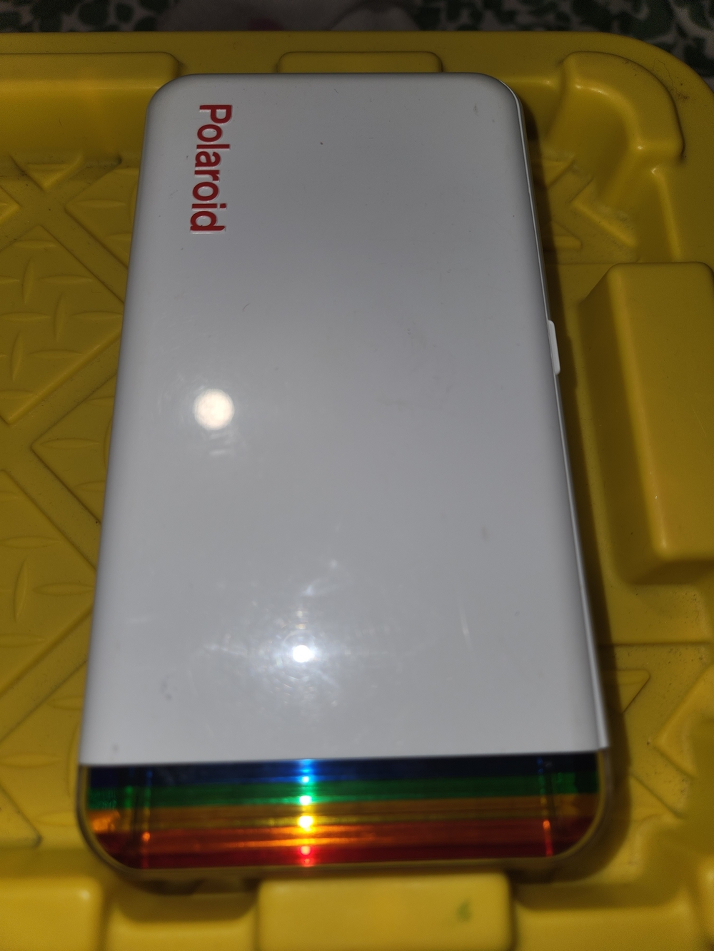 Polaroid White Portable Photo Printer with Rainbow Accent